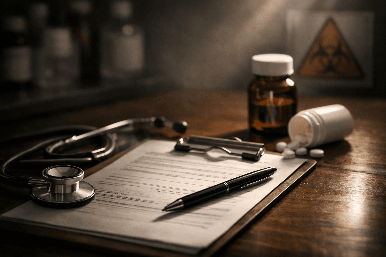 Empresário segurando licença sanitária para negócios.